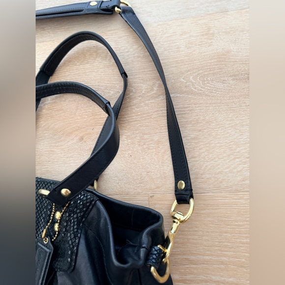 COACH Ashley Leather Satchel Shoulder Bag Crossbody Python – Black – EUC - Picture 3 of 11
